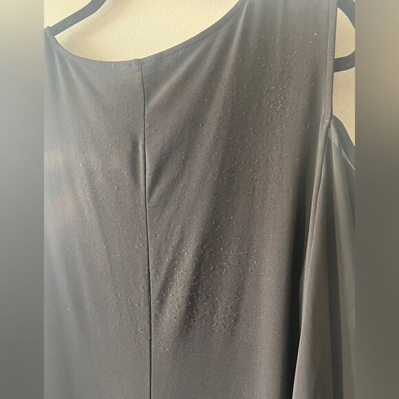 MSK BLK women’s Cut-Out Shoulders, Rhinestone Cuff, sheer sleeve Dress; Size 16 - Picture 8 of 9